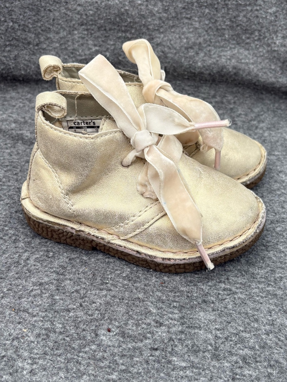 Carter's Cream Suede Ribbon Lace Ankle Boots